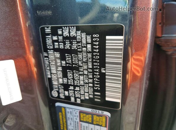5XYPG4A38JG344438 2018 KIA SORENTO Charcoal 