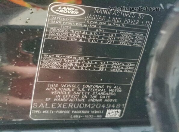 SALEXERU0M2049481 2021 LAND ROVER DEFENDER Black სალონის 360-გრადუსიანი ხედი