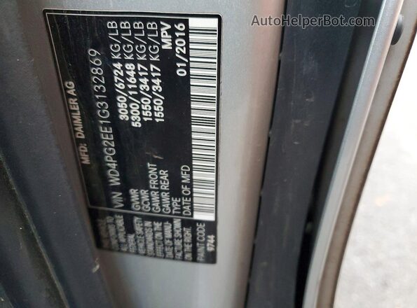 WD4PG2EE1G3132869 2016 MERCEDES-BENZ METRIS Gray Вид наклейки з VIN-кодом