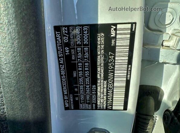 W1N4M4GBXNW195347 2022 MERCEDES-BENZ GLB-CLASS White 