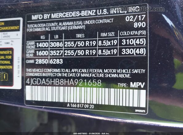 4JGDA5HB8HA921658 2017 MERCEDES-BENZ GLE 350 Blue ძრავის განყოფილების ხედი