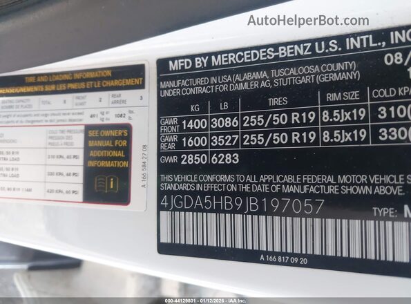 4JGDA5HB9JB197057 2018 MERCEDES-BENZ GLE 350 Белый 