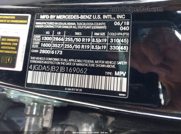 4JGDA5JB2JB169062 2018 MERCEDES-BENZ GLE 350 Black Engine compartment view