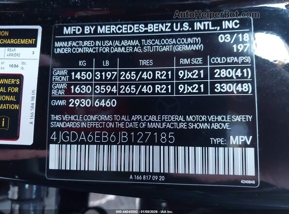 4JGDA6EB6JB127185 2018 MERCEDES-BENZ AMG GLE 43 Black Շարժիչի բաժամունքի տեսք