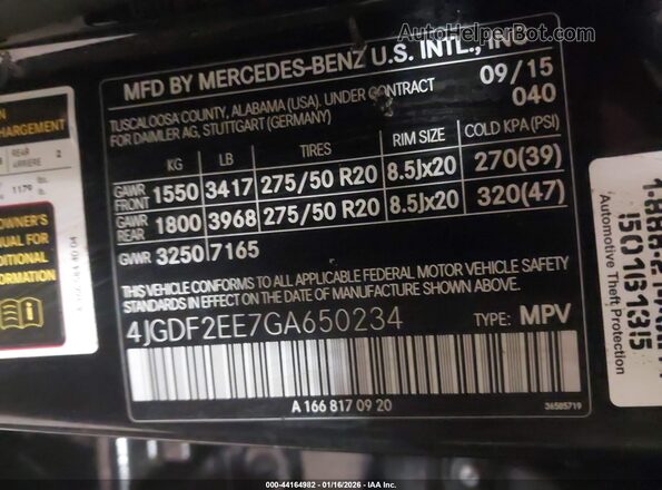 4JGDF2EE7GA650234 2016 MERCEDES-BENZ GL 350 BLUETEC Black Engine compartment view