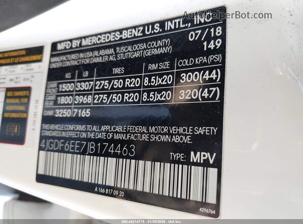 4JGDF6EE7JB174463 2018 MERCEDES-BENZ GLS 450 White Engine compartment view