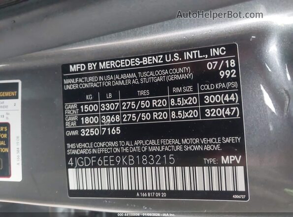 4JGDF6EE9KB183215 2019 MERCEDES-BENZ GLS 450 Gray Widok komory silnika