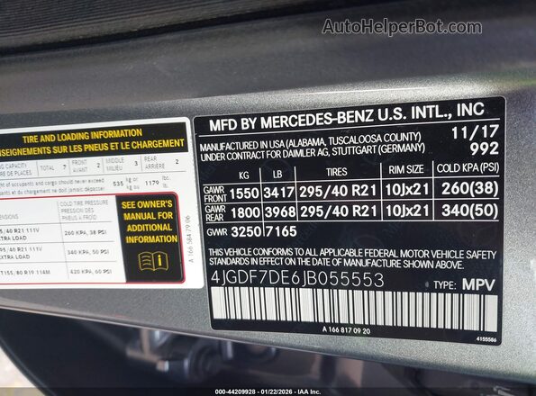 4JGDF7DE6JB055553 2018 MERCEDES-BENZ GLS 550 Gray Engine compartment view
