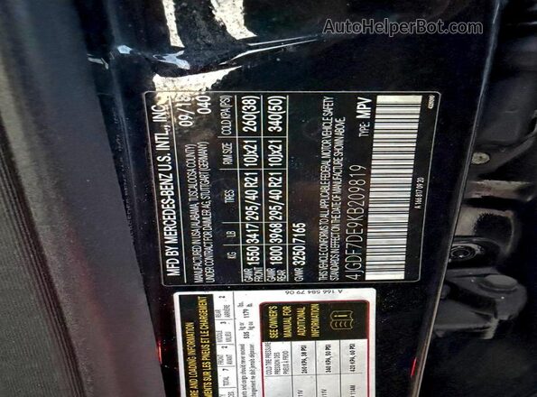 4JGDF7DE9KB209819 2019 MERCEDES-BENZ GLS Black Vista de los asientos traseros
