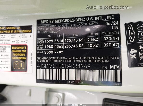 4JGDM2EB0RA034969 2024 MERCEDES-BENZ EQS 450 SUV White Engine compartment view