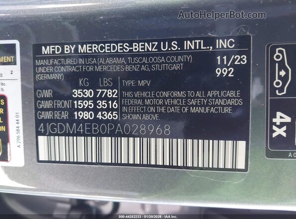 4JGDM4EB0PA028968 2023 MERCEDES-BENZ EQS 580 SUV Gray VIN sticker view