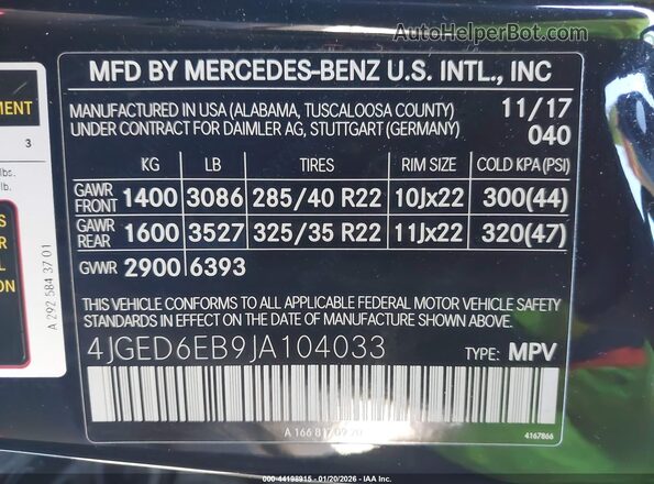 4JGED6EB9JA104033 2018 MERCEDES-BENZ AMG GLE 43 COUPE Black Widok komory silnika