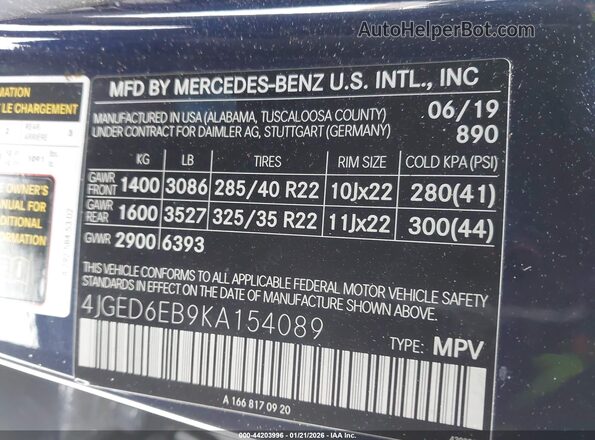 4JGED6EB9KA154089 2019 MERCEDES-BENZ AMG GLE 43 COUPE Blue Engine compartment view