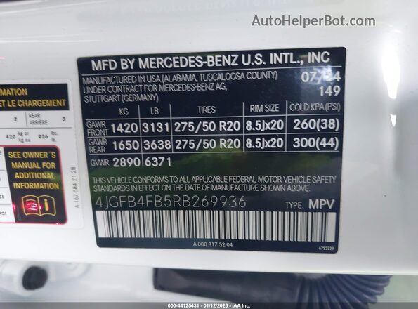 4JGFB4FB5RB269936 2024 MERCEDES-BENZ GLE 350 White 