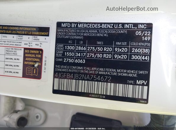 4JGFB4JB2NA754672 2022 MERCEDES-BENZ GLE 350 White Engine compartment view