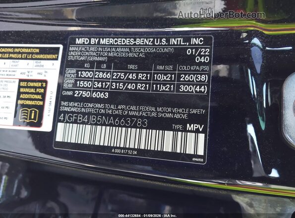 4JGFB4JB5NA663783 2022 MERCEDES-BENZ GLE 350 Black Engine compartment view