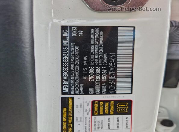 4JGFB4JB7PA954661 2023 MERCEDES-BENZ GLE White Widok naklejki z numerem VIN