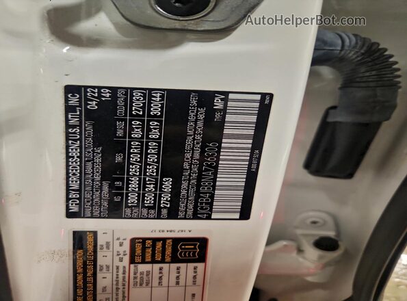 4JGFB4JB8NA736306 2022 MERCEDES-BENZ GLE White VIN sticker view