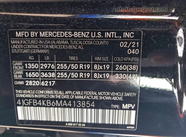 4JGFB4KB6MA413854 2021 MERCEDES-BENZ GLE Black Панорамний вид салону 360°