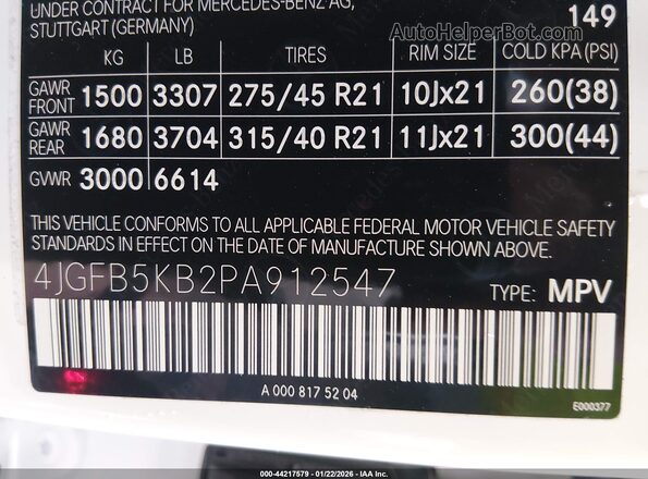 4JGFB5KB2PA912547 2023 MERCEDES-BENZ GLE 450 White Widok komory silnika