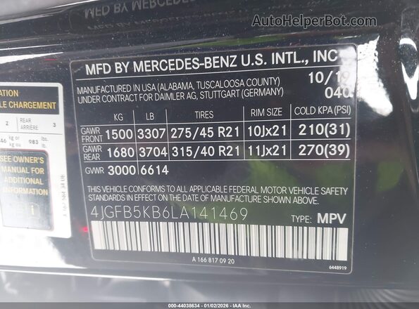 4JGFB5KB6LA141469 2020 MERCEDES-BENZ GLE 450 Black Engine compartment view