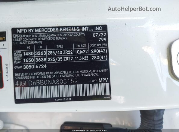4JGFD6BB0NA803159 2022 MERCEDES-BENZ AMG GLE 53 COUPE White 