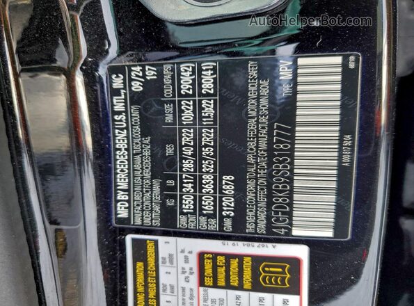 4JGFD8KB9SB318777 2025 MERCEDES-BENZ GLE Черный Вид наклейки с VIN-кодом