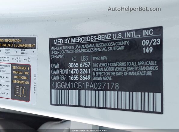 4JGGM1CB1PA027178 2023 MERCEDES-BENZ EQE 350 SUV White Widok komory silnika