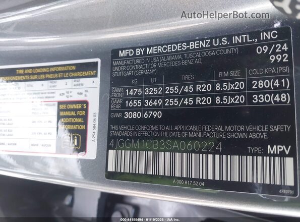4JGGM1CB3SA060224 2025 MERCEDES-BENZ EQE 350 SUV Gray 