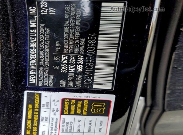 4JGGM1CB9PA039854 2023 MERCEDES-BENZ EQE Черный Вид наклейки с VIN-кодом
