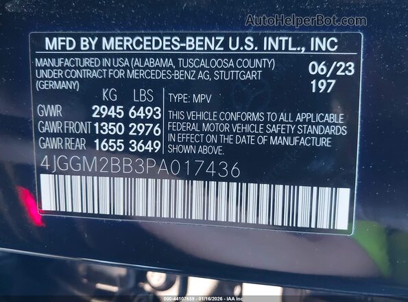 4JGGM2BB3PA017436 2023 MERCEDES-BENZ EQE 350+ SUV Black ძრავის განყოფილების ხედი