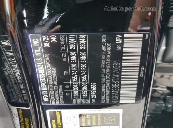 4JGGM2BB8TA070384 2026 MERCEDES-BENZ EQE Black Widok naklejki z numerem VIN