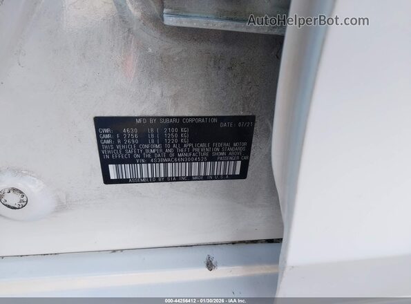 4S3BWAC66N3004525 2022 SUBARU LEGACY White 
