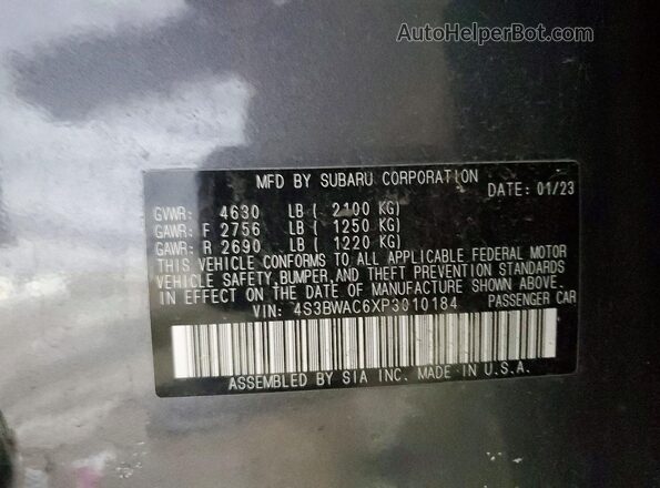 4S3BWAC6XP3010184 2023 SUBARU LEGACY Серый Вид подкапотного пространства