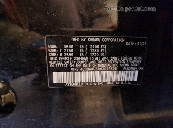 4S3BWAD60M3013525 2021 SUBARU LEGACY Black Вид підкапотного простору