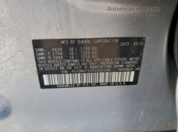 4S3BWAF69R3003208 2024 SUBARU LEGACY Gray 