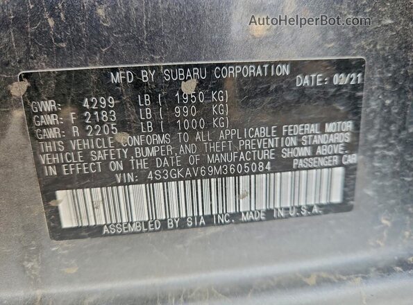 4S3GKAV69M3605084 2021 SUBARU IMPREZA Gray 