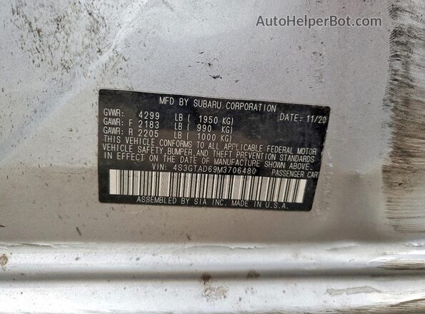 4S3GTAD69M3706480 2021 SUBARU IMPREZA Серебряный 