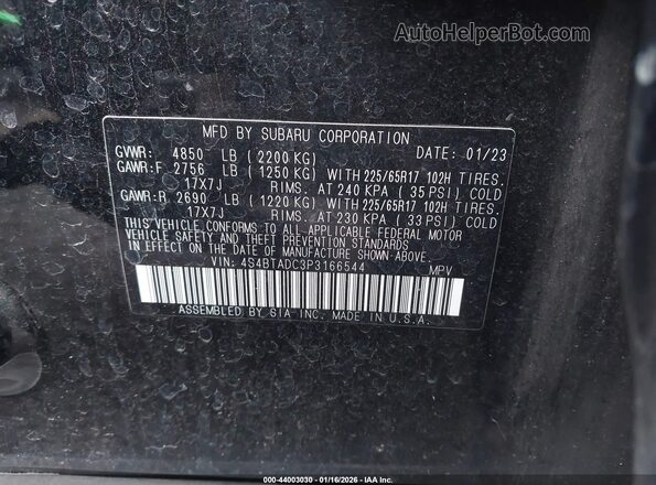 4S4BTADC3P3166544 2023 SUBARU OUTBACK Black Vista del compartimento del motor