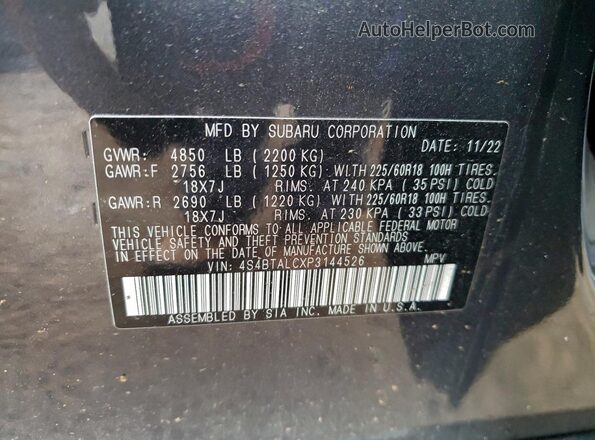 4S4BTALCXP3144526 2023 SUBARU OUTBACK Gray Vista del compartimento del motor