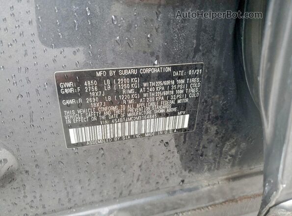 4S4BTAMC2M3164845 2021 SUBARU OUTBACK Gray Vista del compartimento del motor