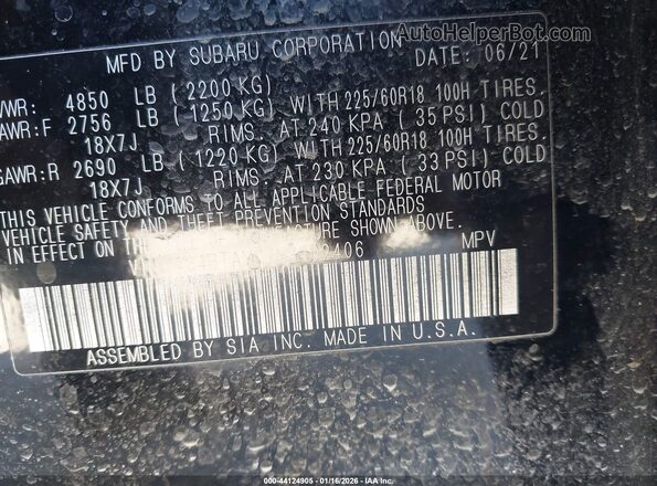 4S4BTANC7N3102406 2022 SUBARU OUTBACK Black Widok komory silnika