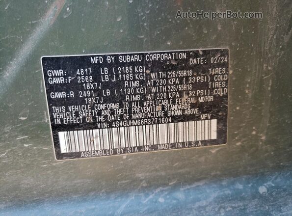 4S4GUHM66R3771604 2024 SUBARU UK Зеленый Вид подкапотного пространства