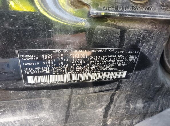 4S4WMAAD3L3401840 2020 SUBARU ASCENT Black VIN sticker view
