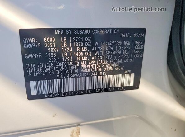 4S4WMAHD7R3441613 2024 SUBARU ASCENT Белый 