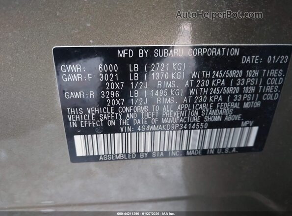 4S4WMAKD9P3414550 2023 SUBARU ASCENT Green Widok komory silnika