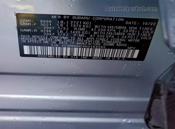 4S4WMAMD9N3469560 2022 SUBARU ASCENT Silver 