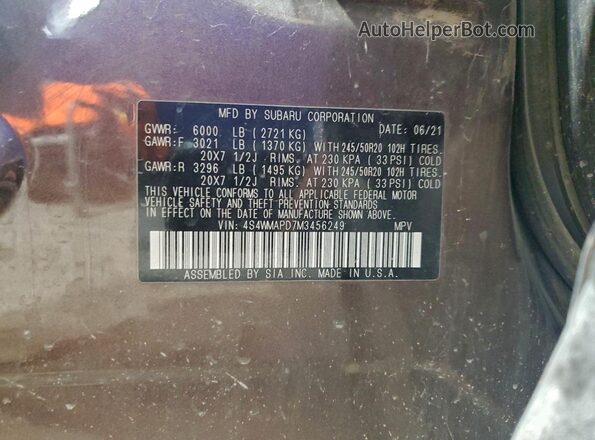 4S4WMAPD7M3456249 2021 SUBARU ASCENT Brown 