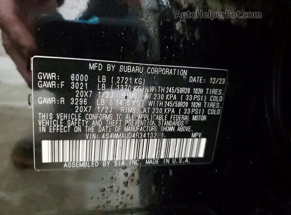 4S4WMAUD4R3413290 2024 SUBARU ASCENT Черный 