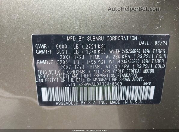 4S4WMAUD7R3448809 2024 SUBARU ASCENT Green ძრავის განყოფილების ხედი
